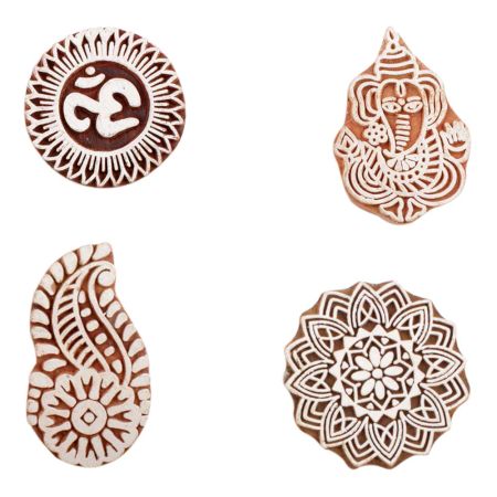 Set of 4 Piece New Mix Wooden Printing Block